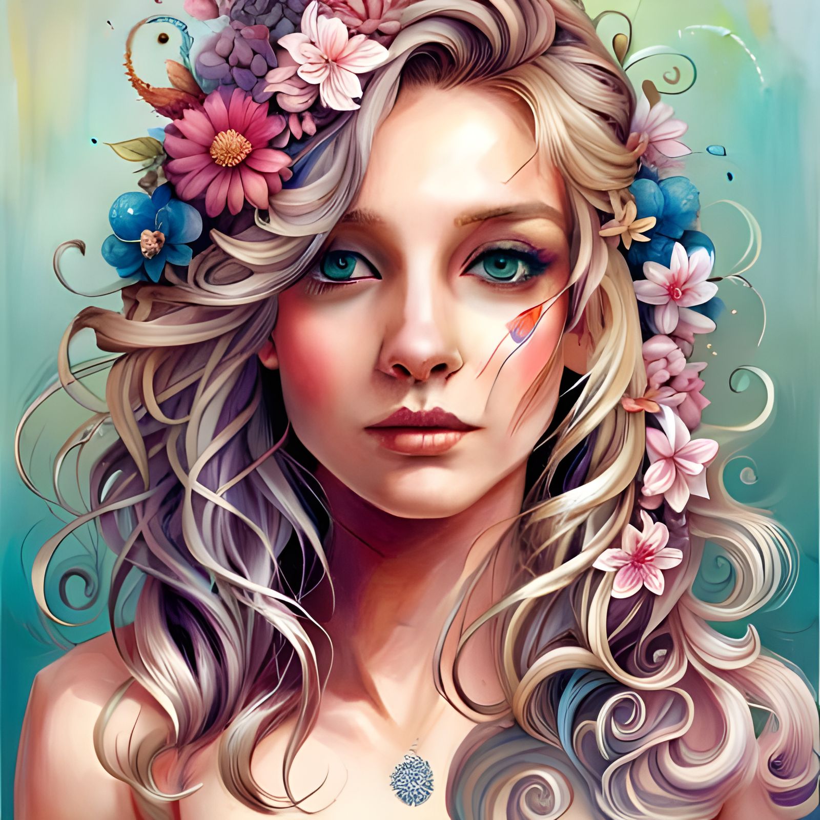 Adorable Bunny Portrait with Curly Blonde Hair