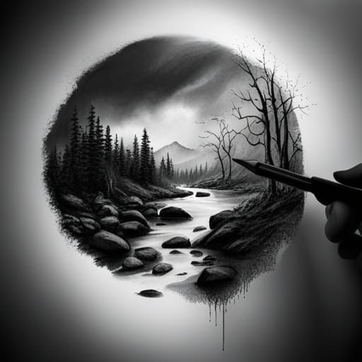 Detailed Charcoal Tattoo Design for Arm