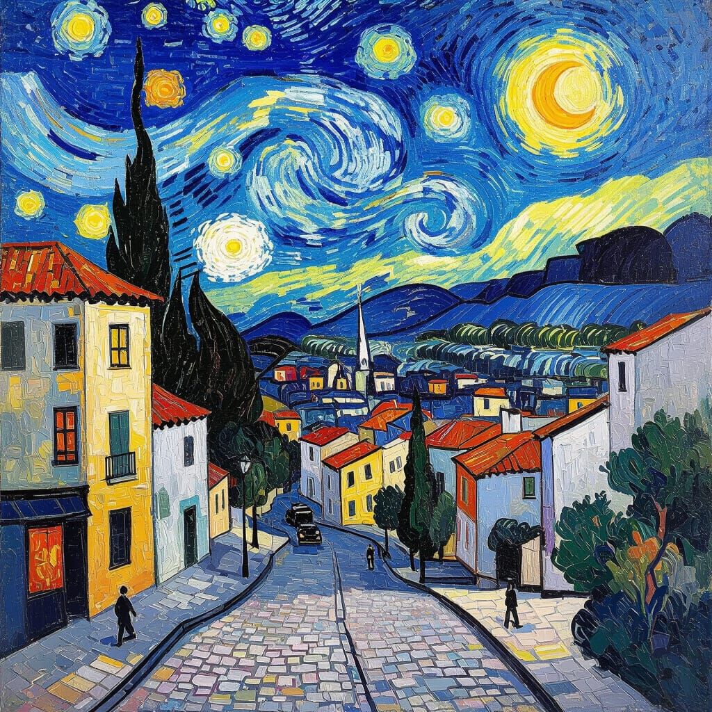 Cityscape in Post-Impressionist Style