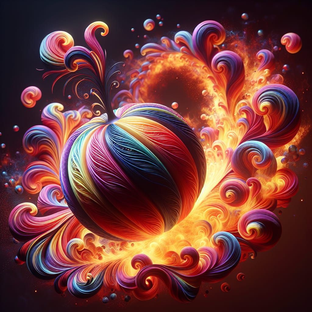 legendary Devil Fruit, with multicolored swirls and patterns...