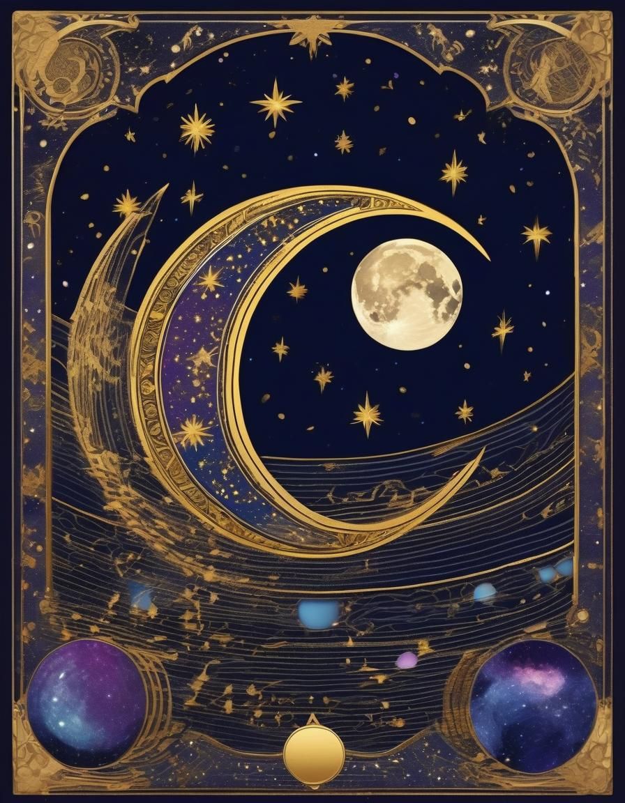 Mystical Tarot Card with Moon and Stars
