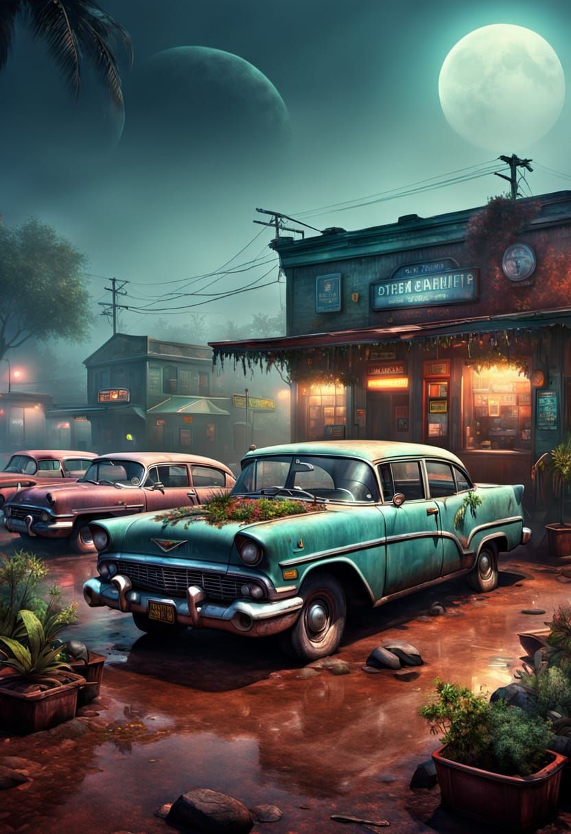 1950s Bar Scene on Alien Planet in HDR