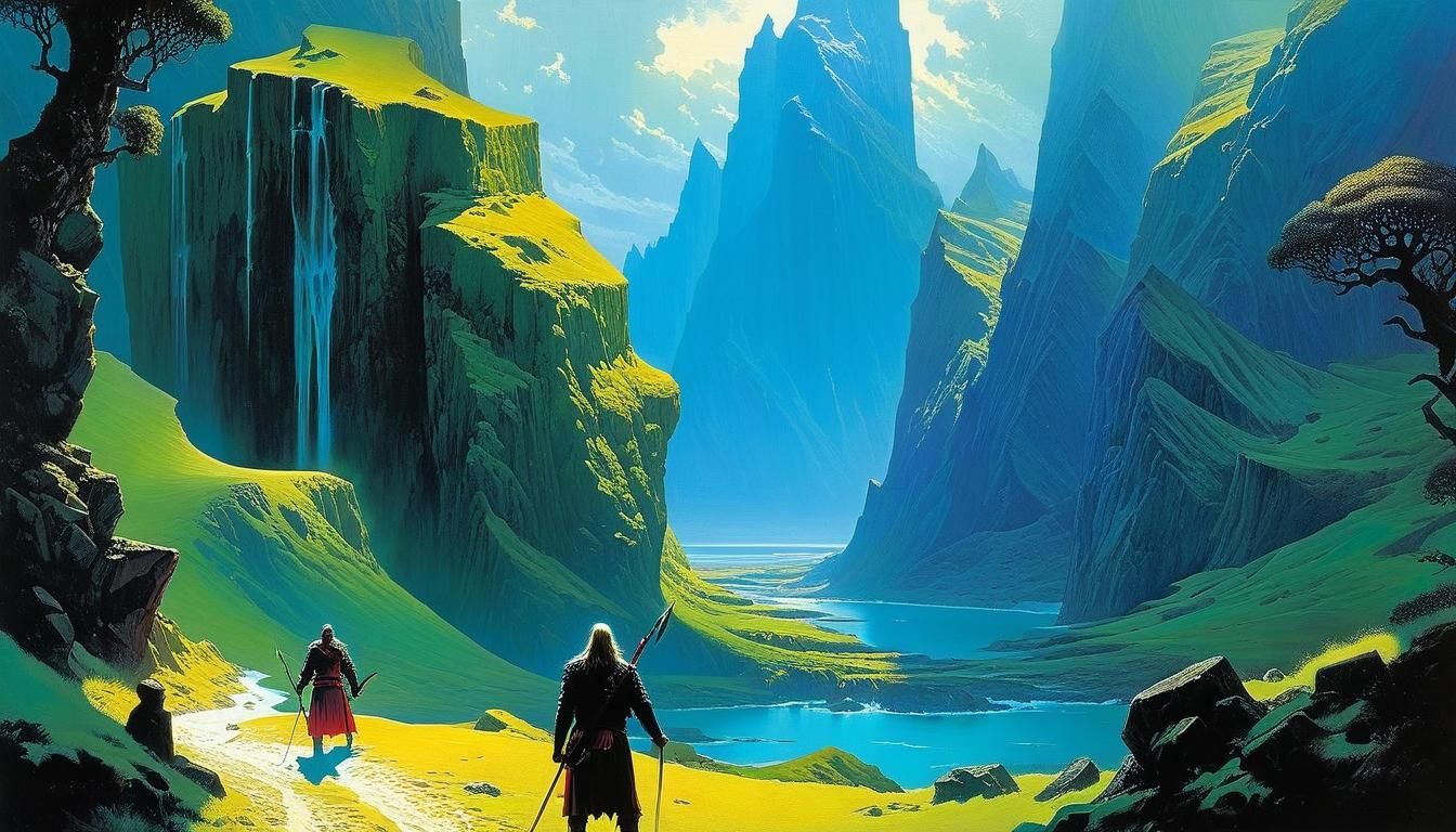 Epic Mythical Realm in Oil Painting Style