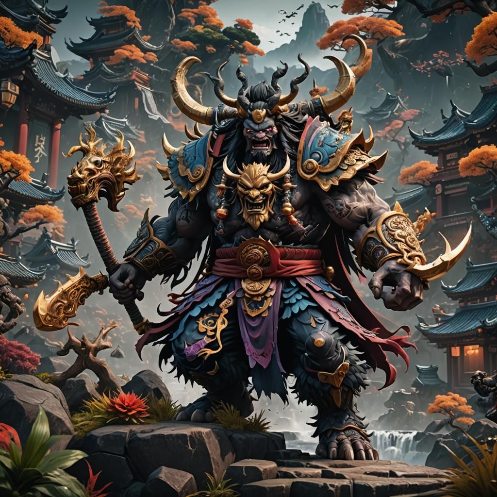 Detailed Matte Painting of Kaido in Deep Color