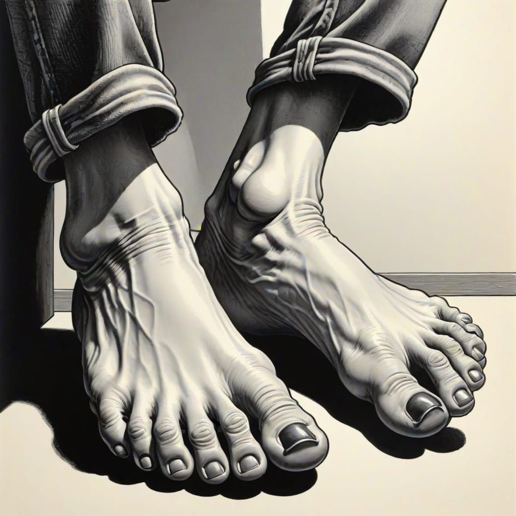 Human Feet in the Style of Robert Crumb