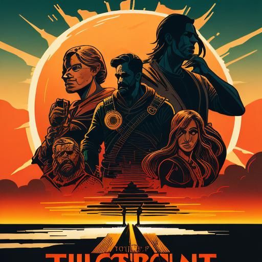 Golden Sunrise Linocut Print Movie Poster