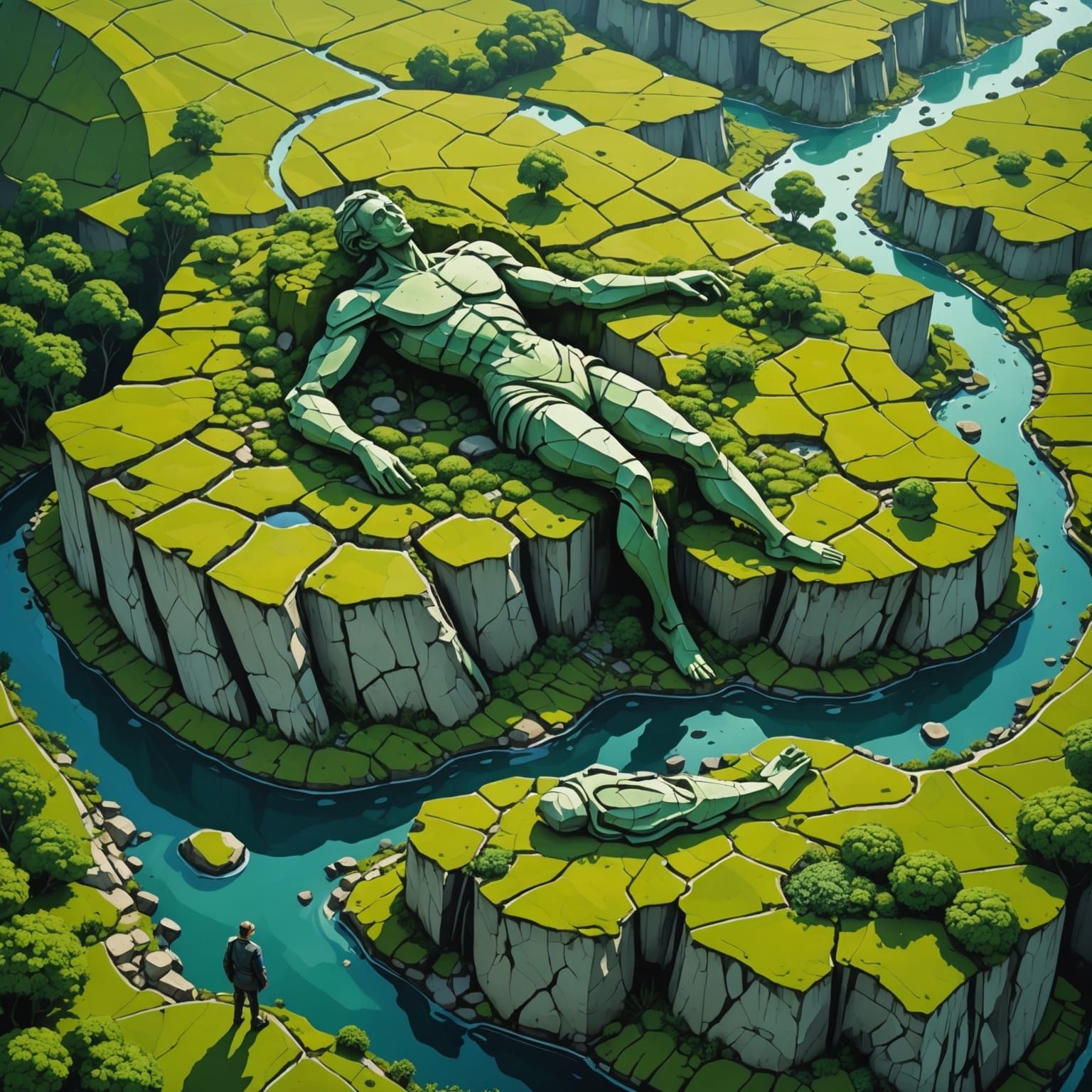 Surreal Stone Figure Reclaimed by Nature