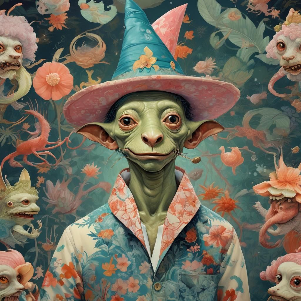 Pop Surreal Creature in Japanese Style