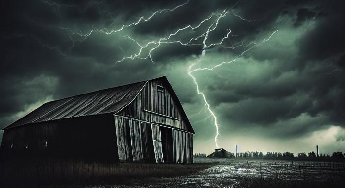 Dramatic Old Barn in a Thunderstorm