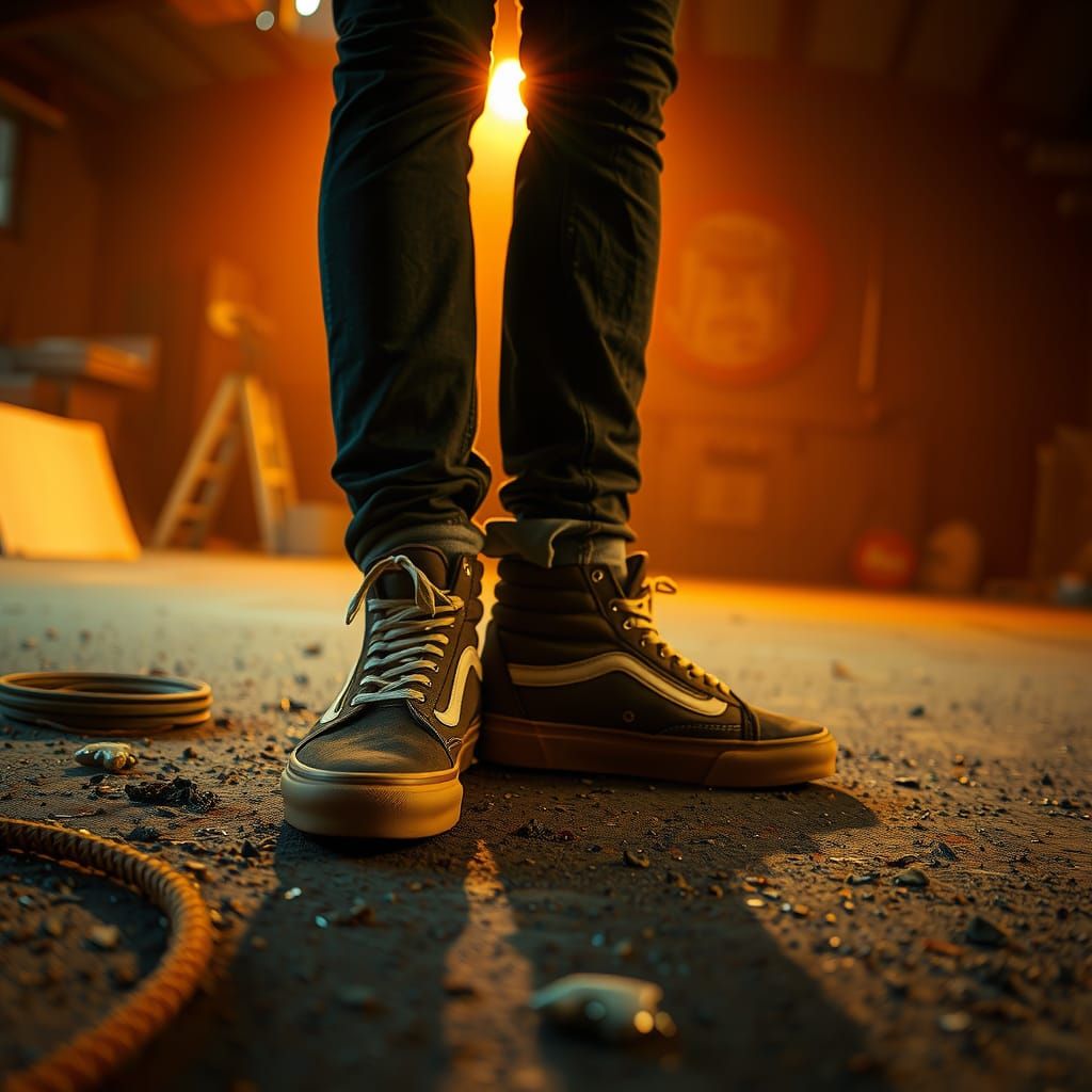 Vintage Vans Shoes in Cinematic Film Noir Style