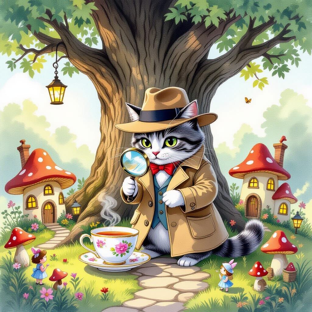 Cat Detective Investigates Fairy Village: Watercolor Film No...