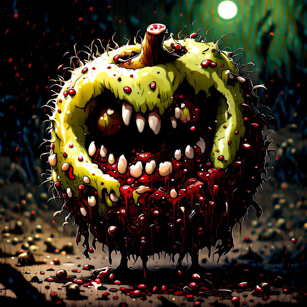 Creepy Zombie Kiwifruit Character Concept Art