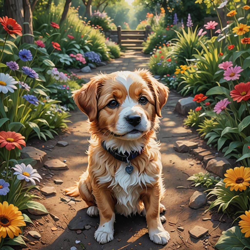 Dog's Unconditional Love in Nature's Garden