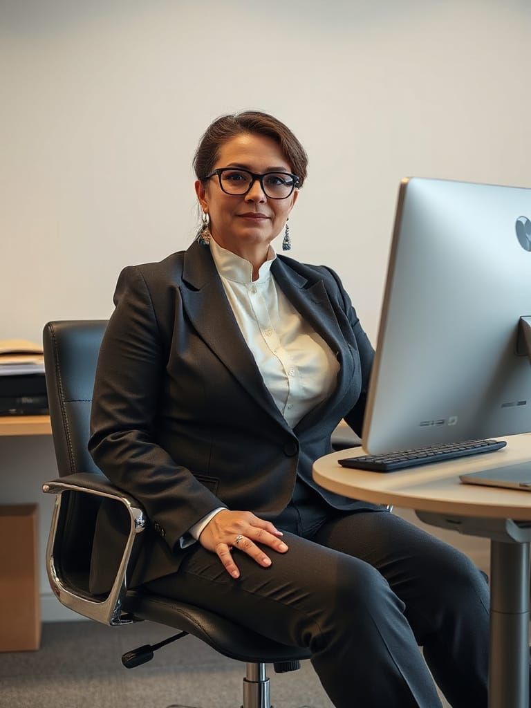 Sultry Mature Office Woman in Minimalist Office