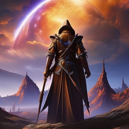 Wizard Silhouette on Ancient Book, 3D Digital Art