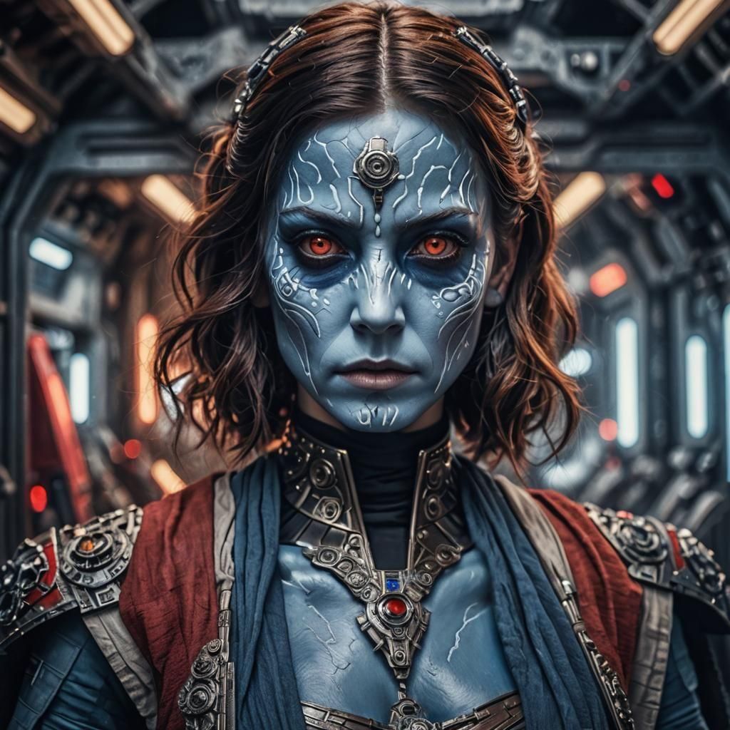 Hyperrealistic Star Wars Woman with Blue Skin