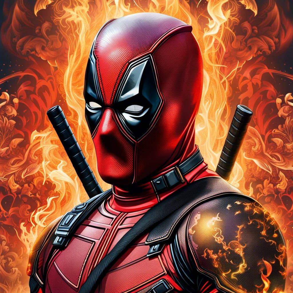 Deadpool Double Exposure Portrait with Burning Vehicles