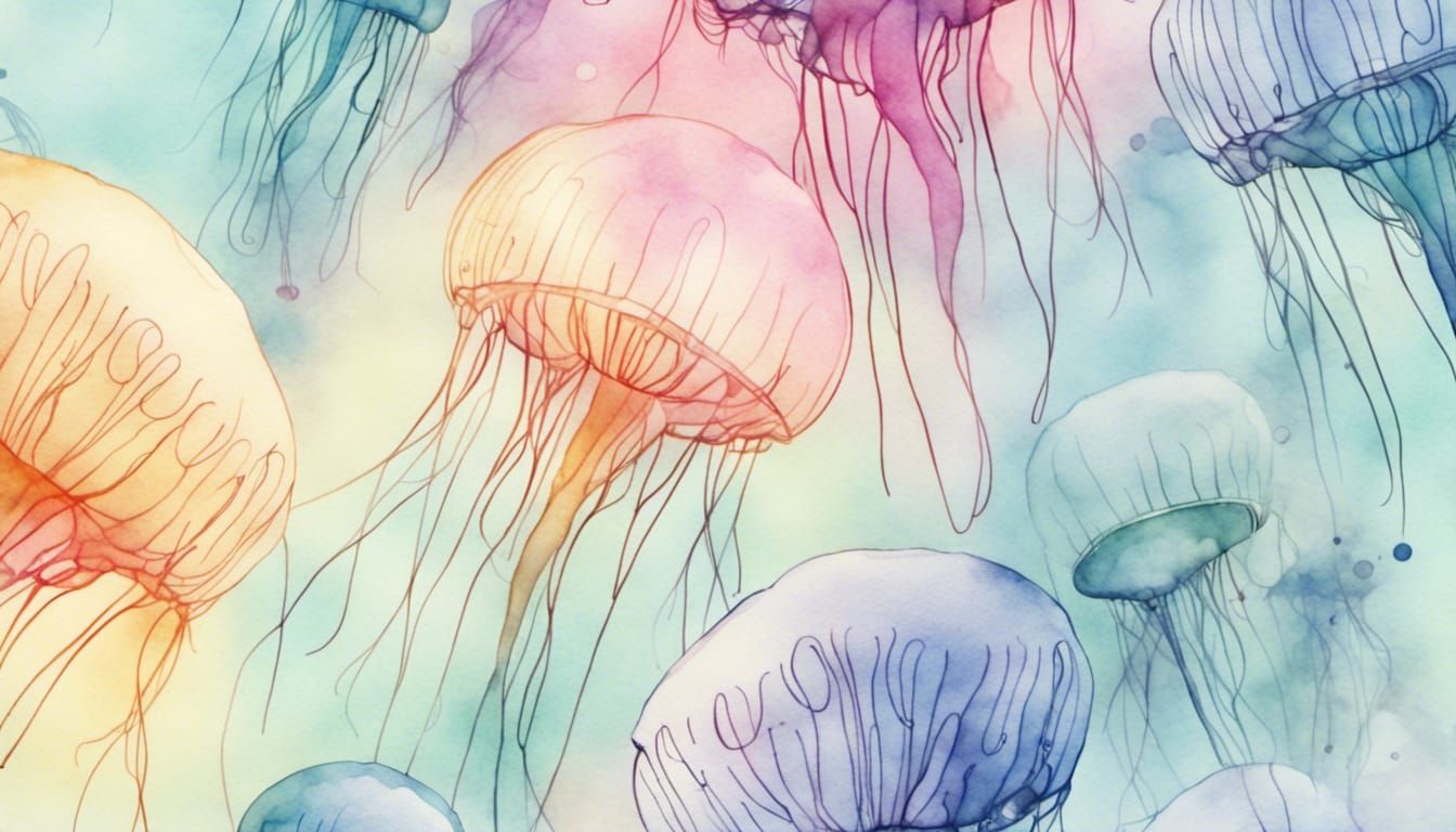 Futuristic Jellyfish with Watercolor Effect