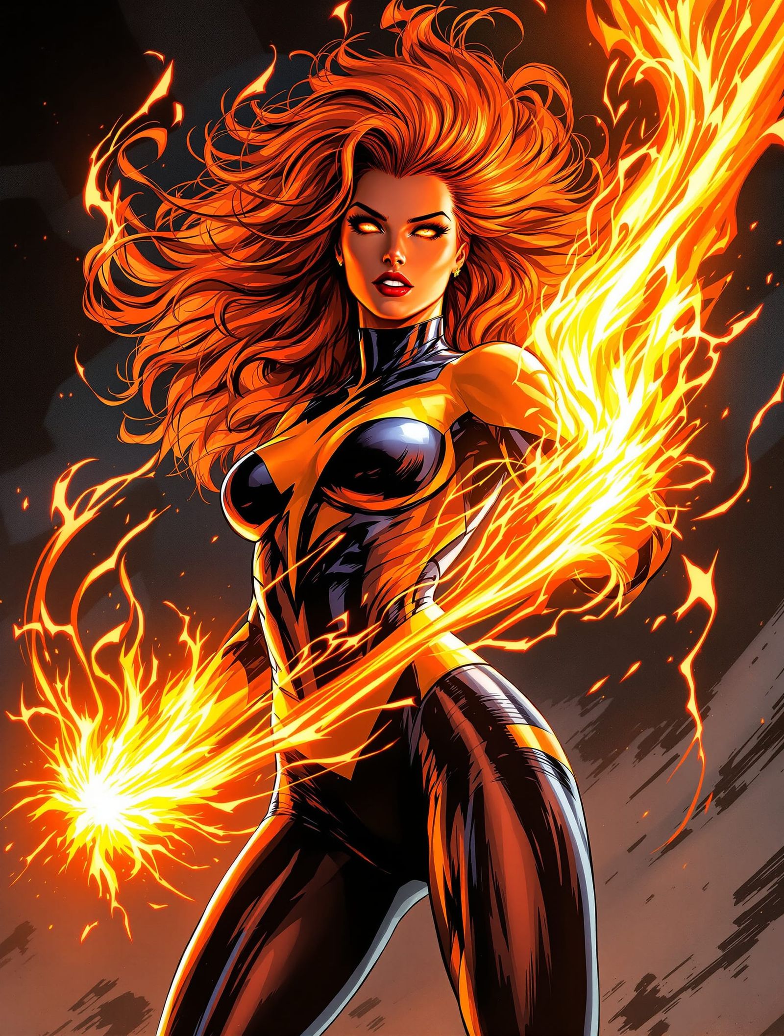 Jean Grey as Phoenix in Dynamic Comic Style
