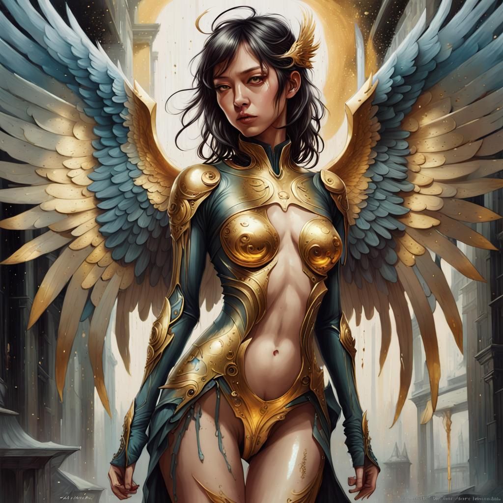 Fantasy Angelarium Portrait with Luminous Wings