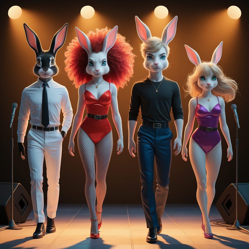 Rabbit Rock Band in Apocalyptic Digital Art