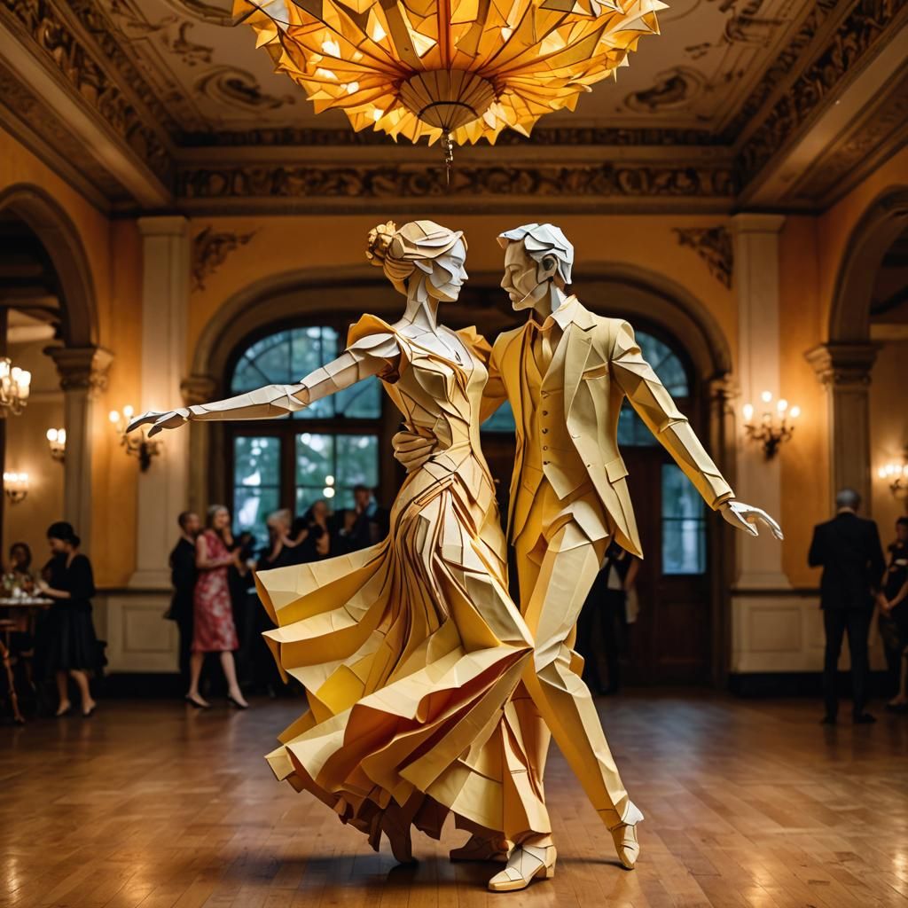 Ballroom Dance: Origami Papier-Mâché Sculpture