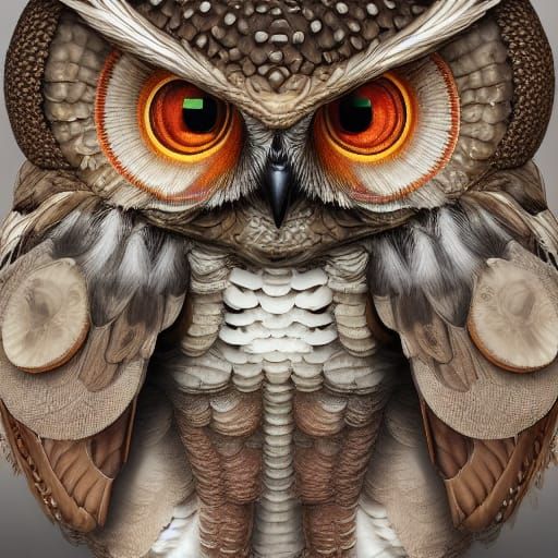 Mushroom Owl: Intricate Hyperrealistic Studio Ghibli Art