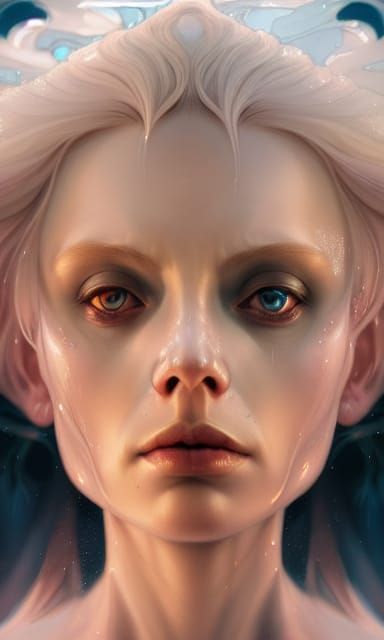 Albino Ice Witch Portrait in Art Nouveau Style