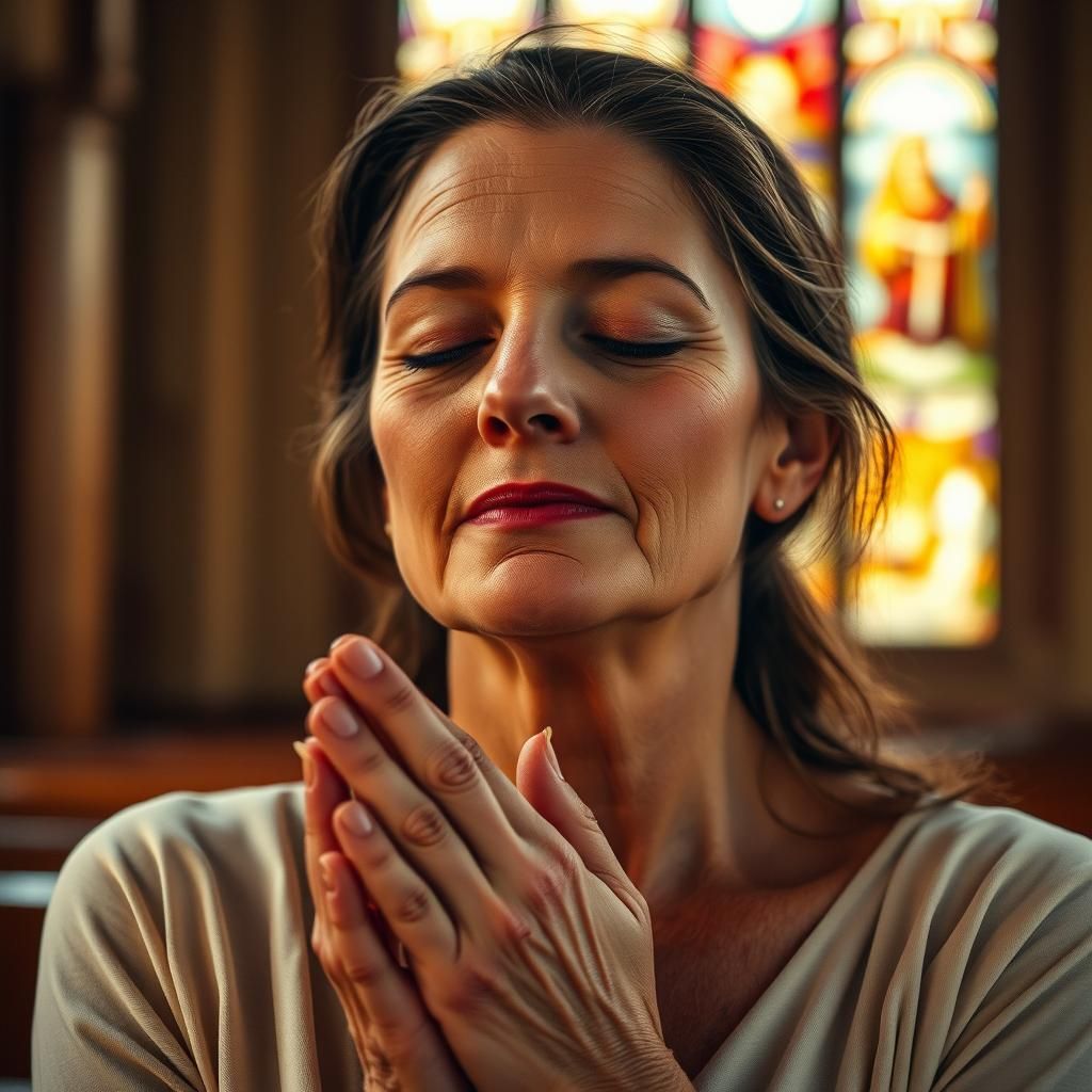 Peaceful Woman Bathed in Light, Evokes Serenity