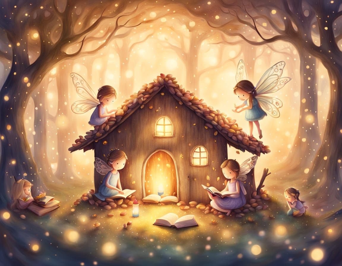 Enchanting Fairy Family in Coffee Bean Hut