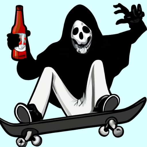 Grim Reaper's Skateboard Break with Budweiser