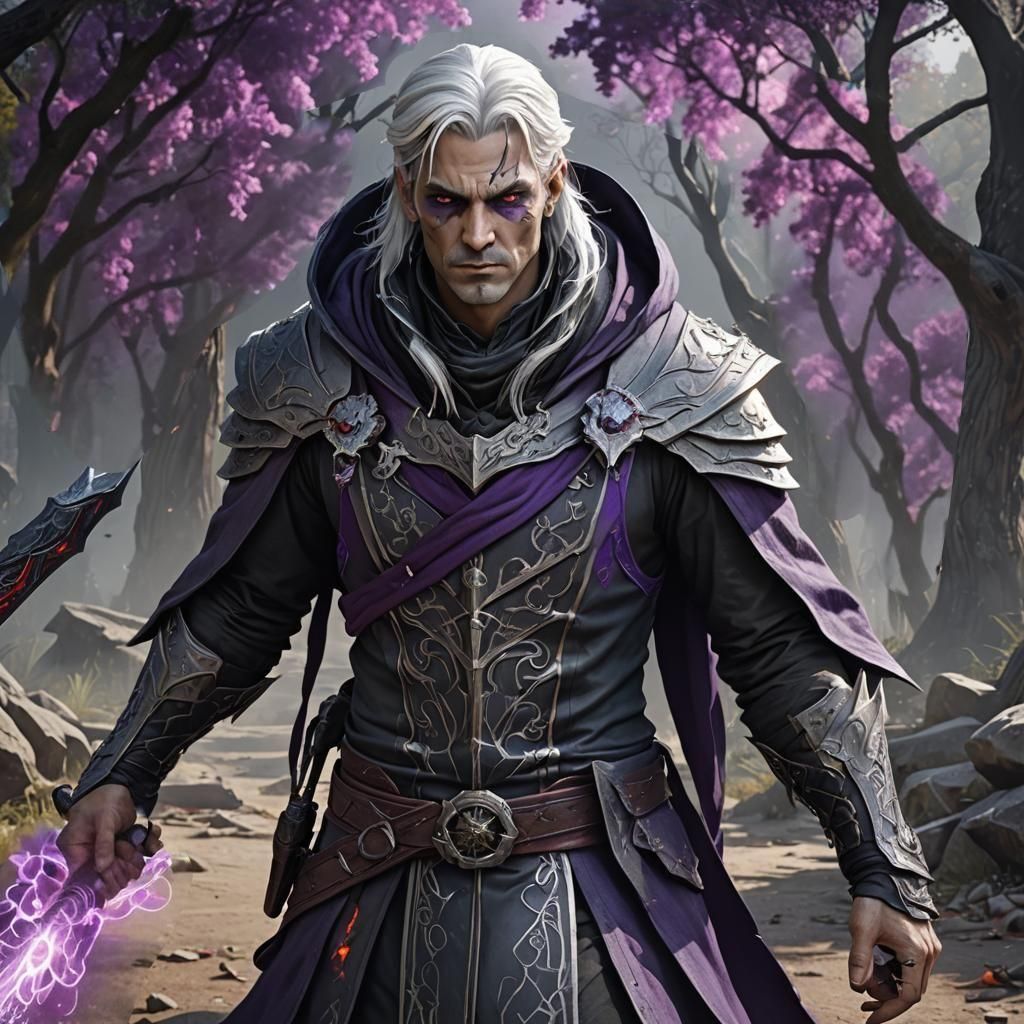 Shadar-kai Warlock with Hexblade in Detailed Matte Painting