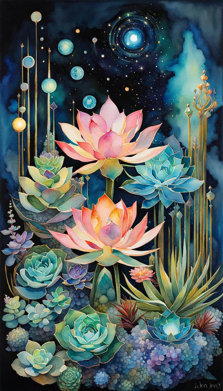 Bioluminescent Floral Arrangement in Art Deco Style