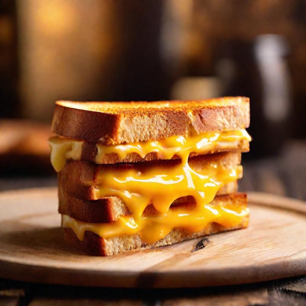 Perfectly Grilled Cheese Sandwich in Golden Light