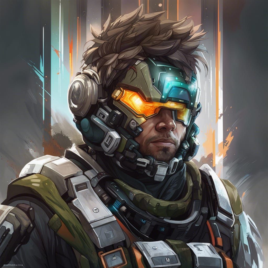 Titanfall Pilot Portrait in Hyperdetailed Splash Art