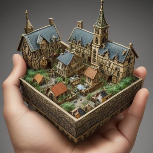 Miniature Village Bustling with Life