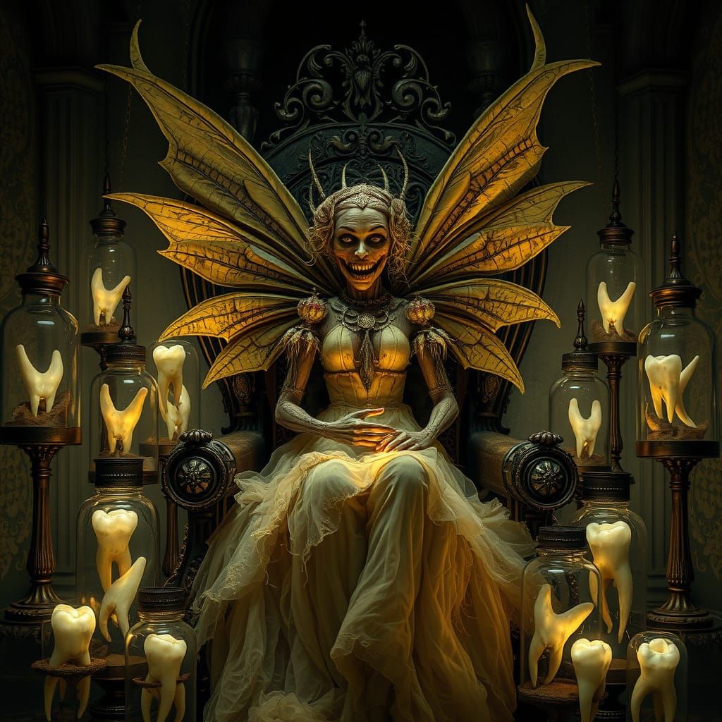 Macabre Tooth Fairy Reigns in Haunting Gothic Scene