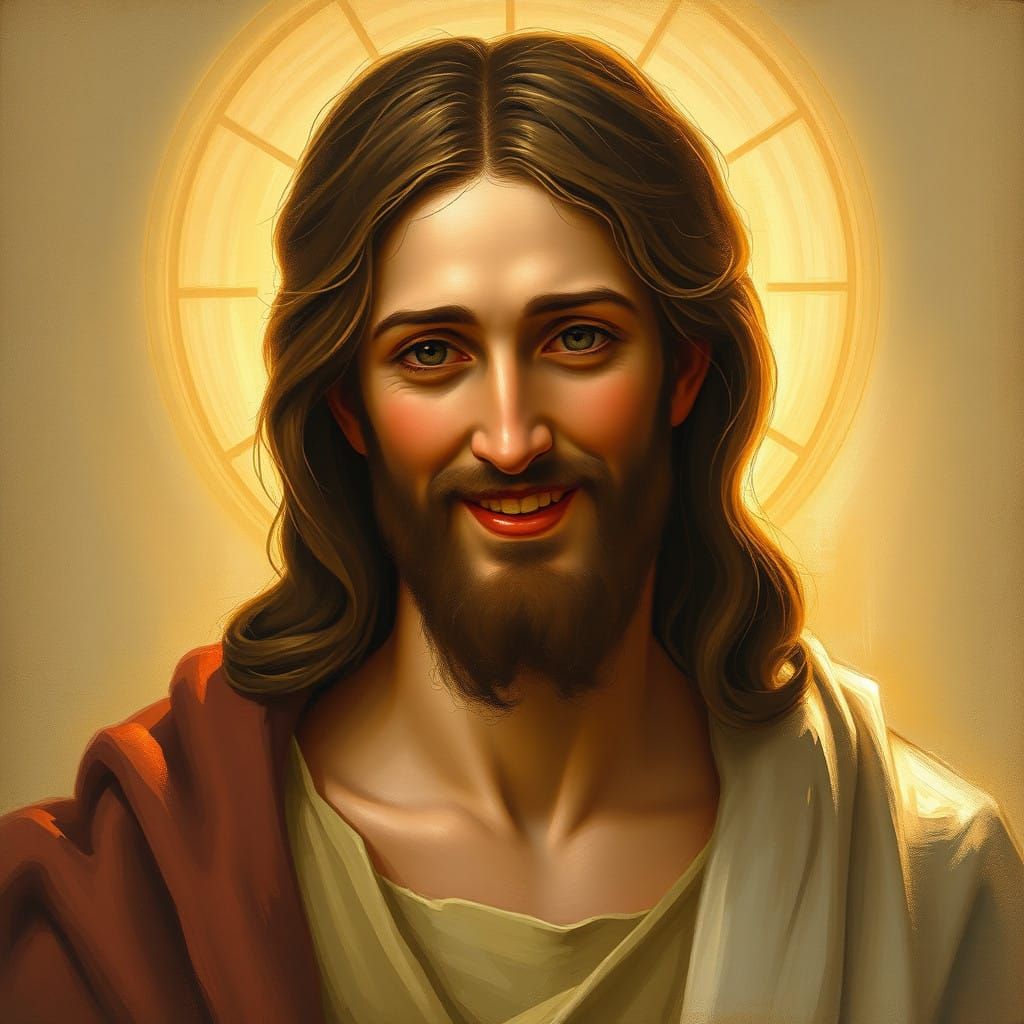 Gentle Renaissance Jesus in Serene Golden Light
