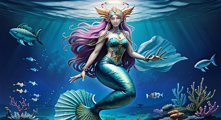 Biopunk Mermaid Goddess in Cyberpunk Style