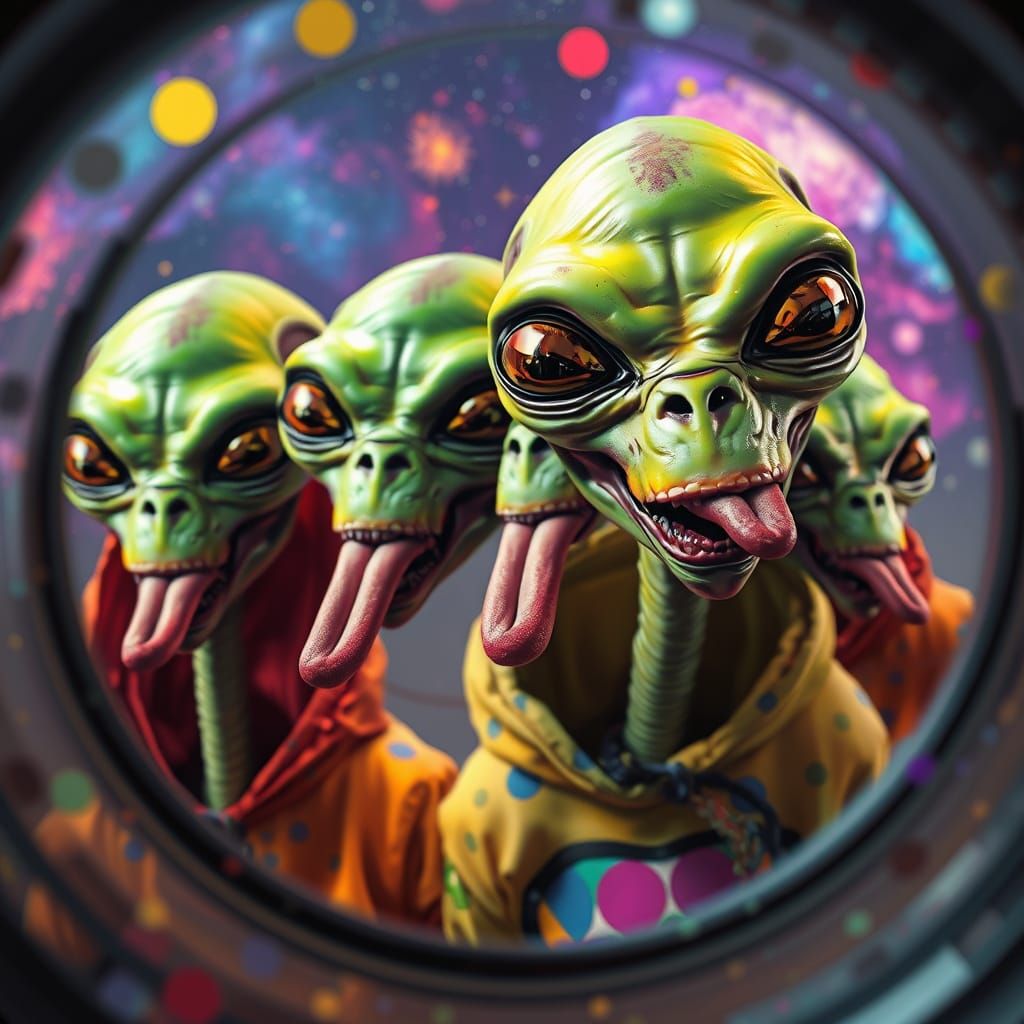 Aliens Playfully Greet the Observer through a Cosmic Telesco...