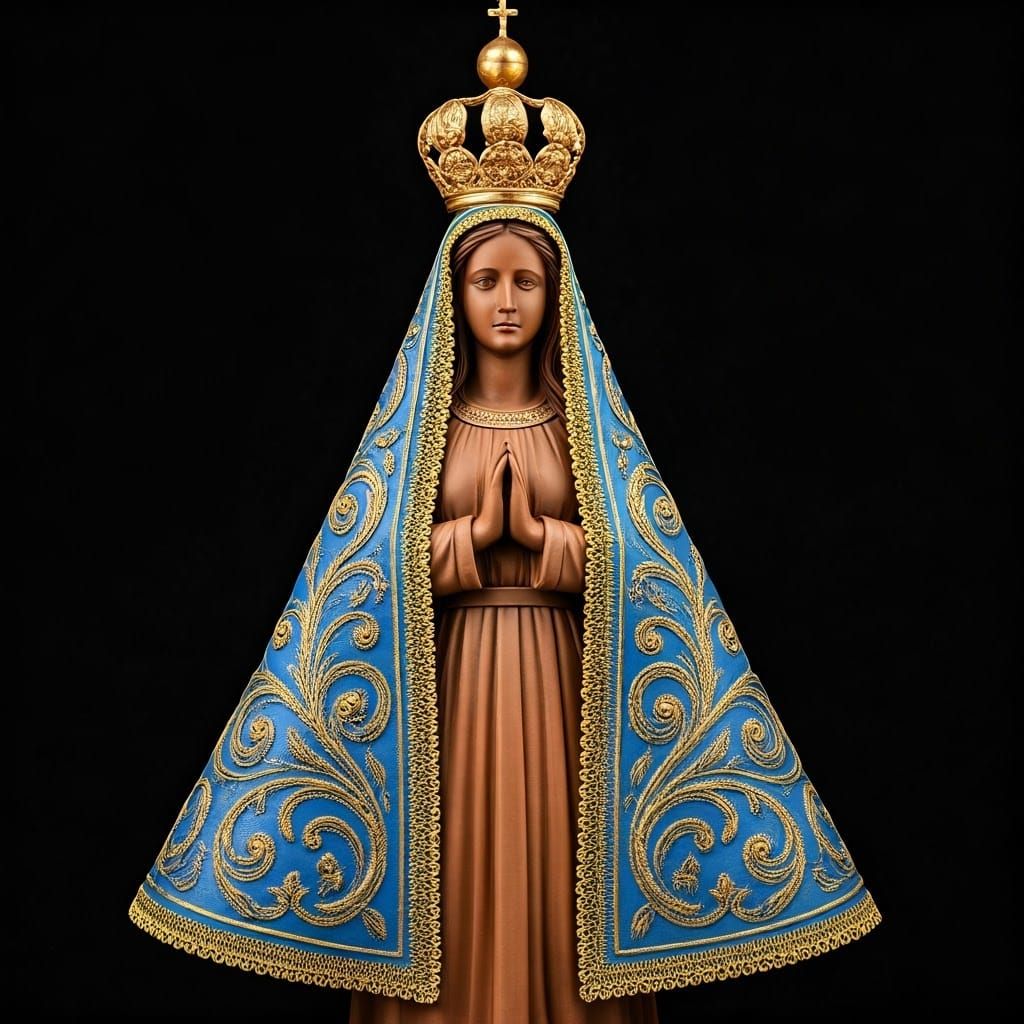 Our Lady of Aparecida Terracotta Baroque Style