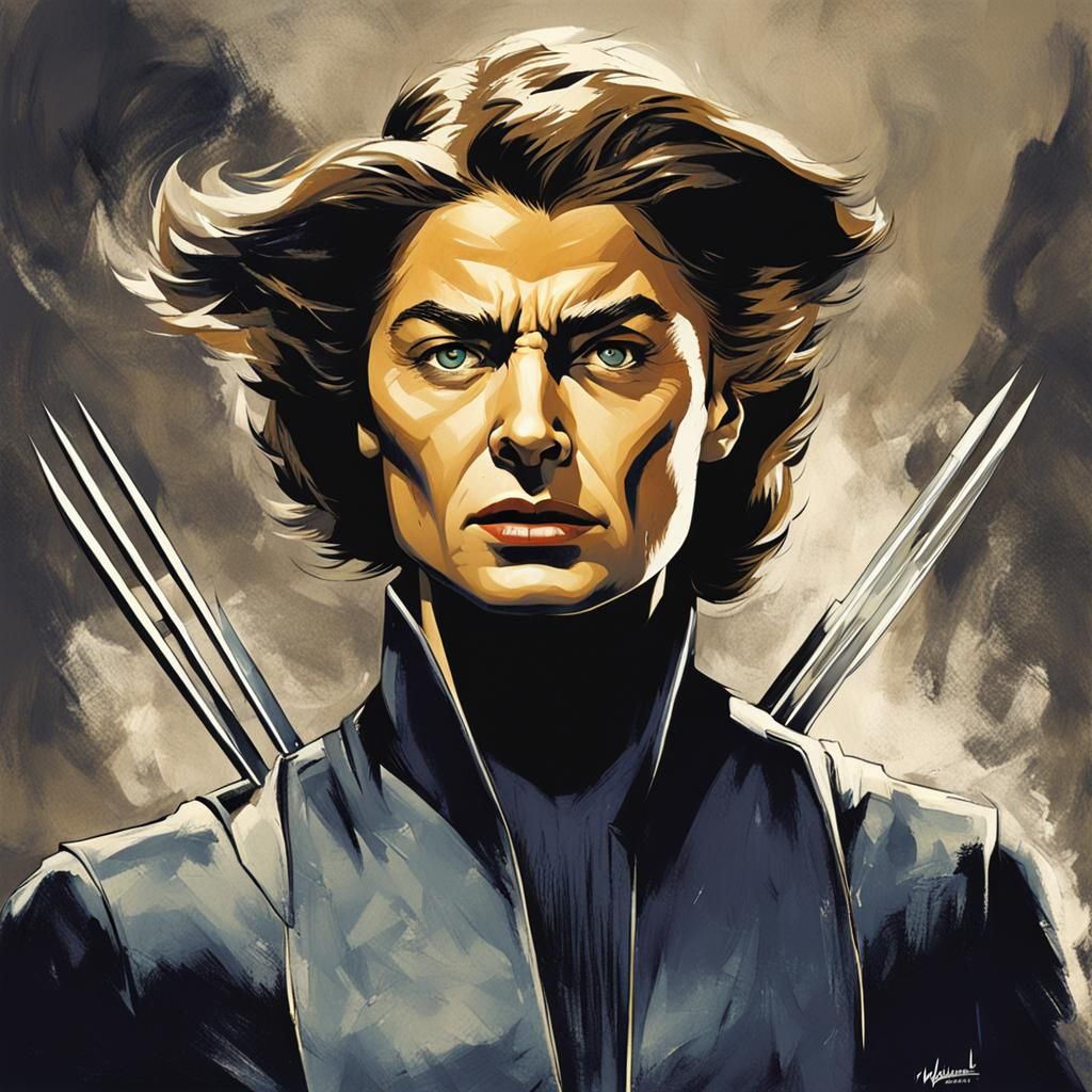 Wolverine and Ingrid Bergman Mashup Portrait