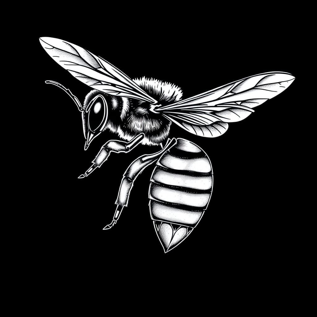 Tribal Bee Tattoo in Bold, Graphic Lines