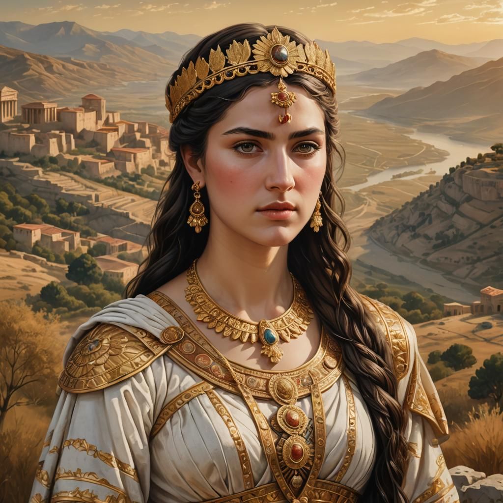 Macedonian Queen Portrait in Ancient Greek Pottery Style