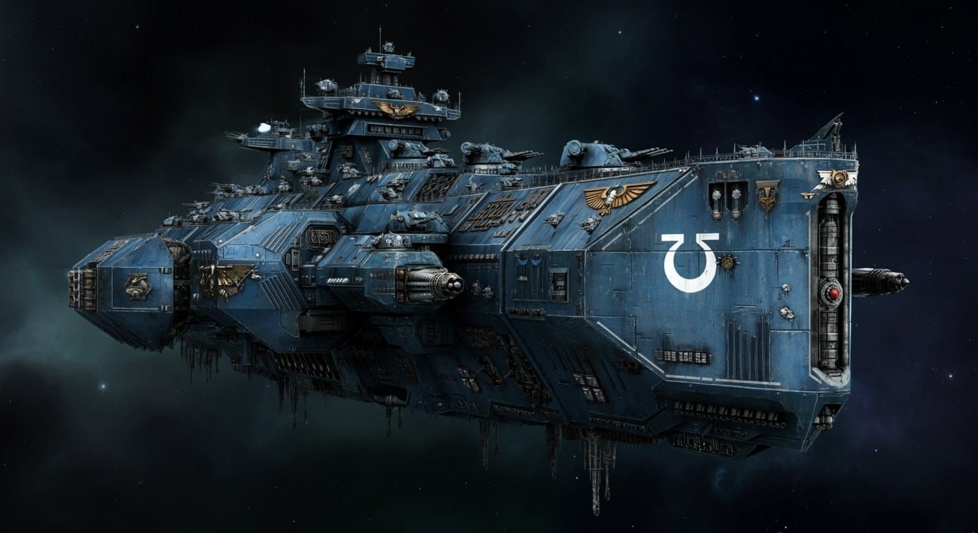 Colossal Gothic Battlecruiser with Laser Cannon