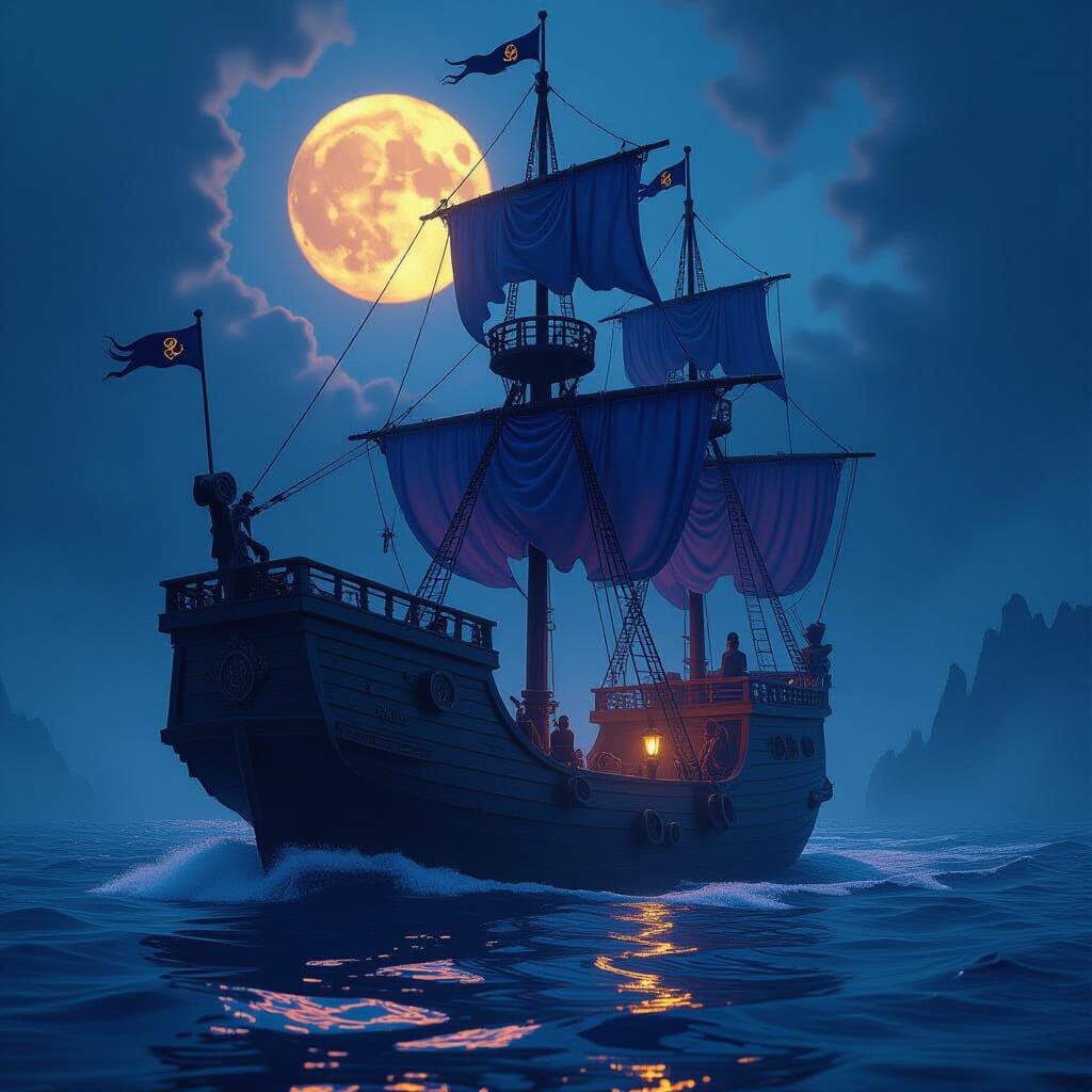 Eerie Mermaid Ghost Pirate Ship in Dark Fantasy
