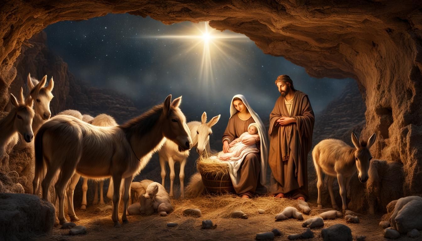 Nativity Scene: Baby Jesus, Mary, and Joseph