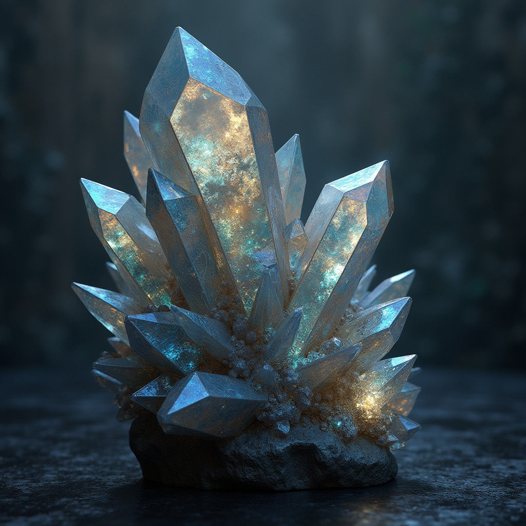 Iridescent Labradorite Crystal Cluster: A High-Fantasy Conce...