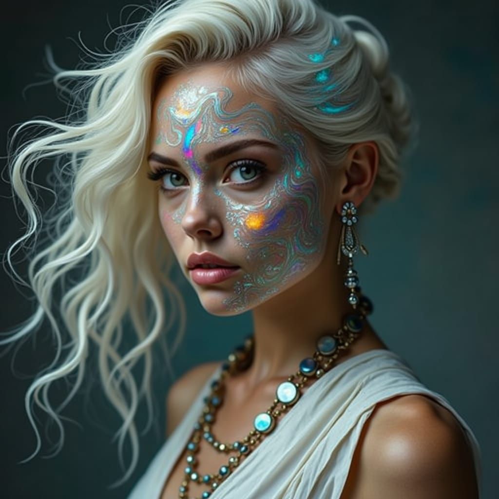 Abstract Expressionism with Iridescent Swirls