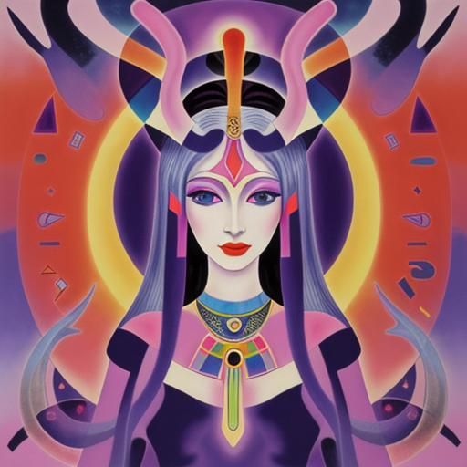 Astarte Goddess in Abstract Expressionist Style